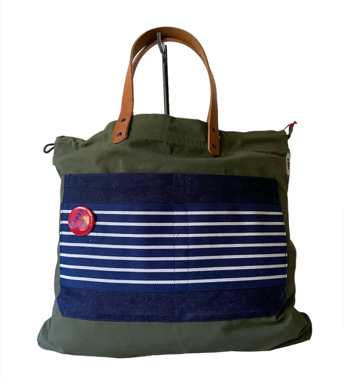 Sac cabas weekender en toile kaki, anses en cuir – vue 3