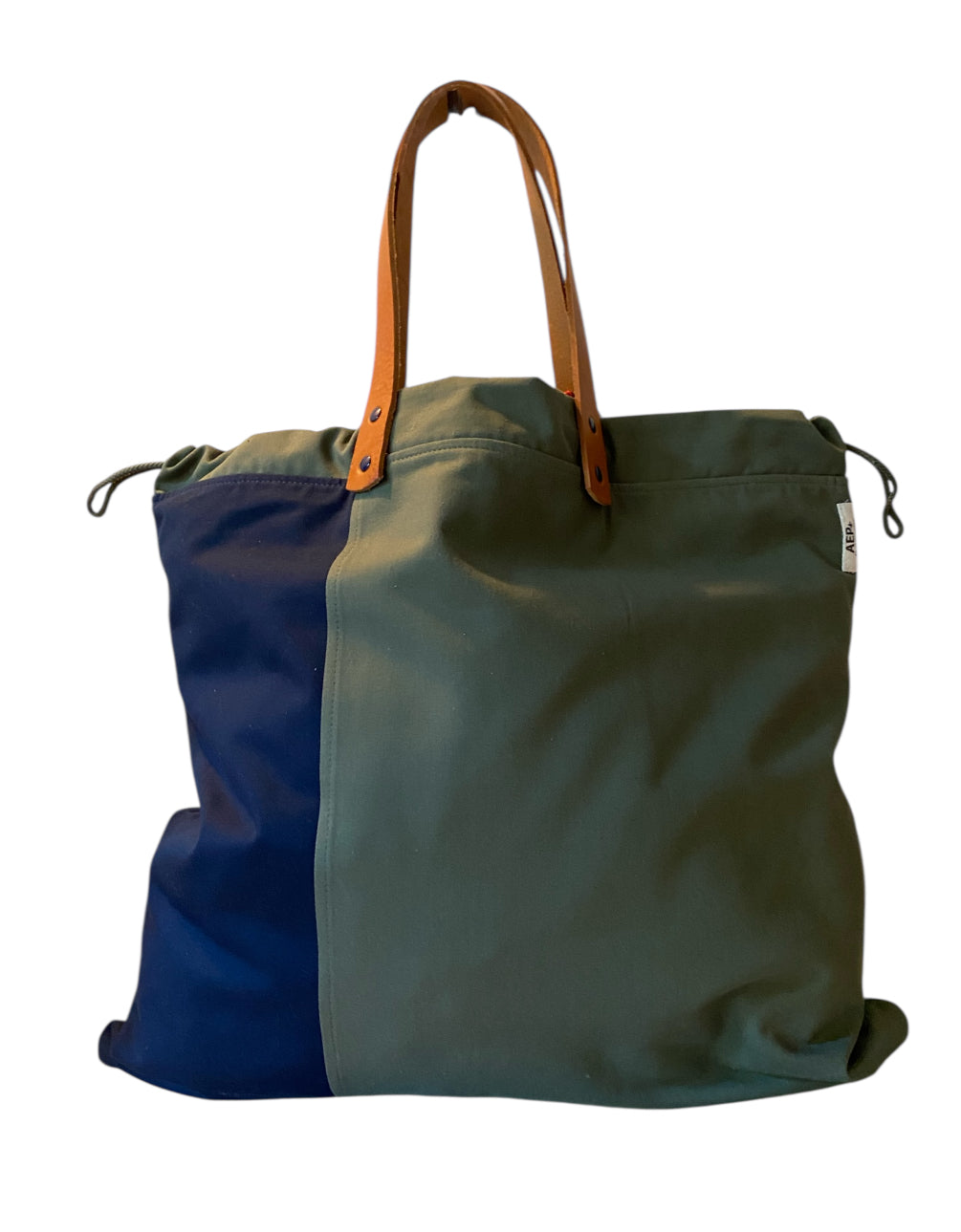 Sac cabas weekender « Game Set Match » en toile kaki, anses en cuir – vue 2