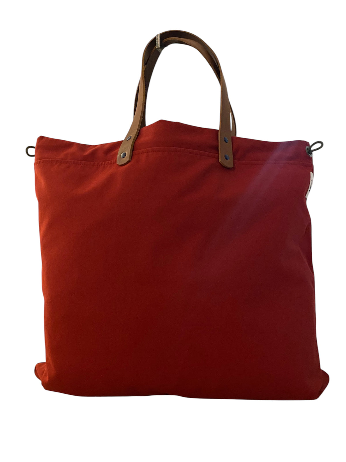Sac cabas weekender en toile rouge, anses en cuir – vue 4