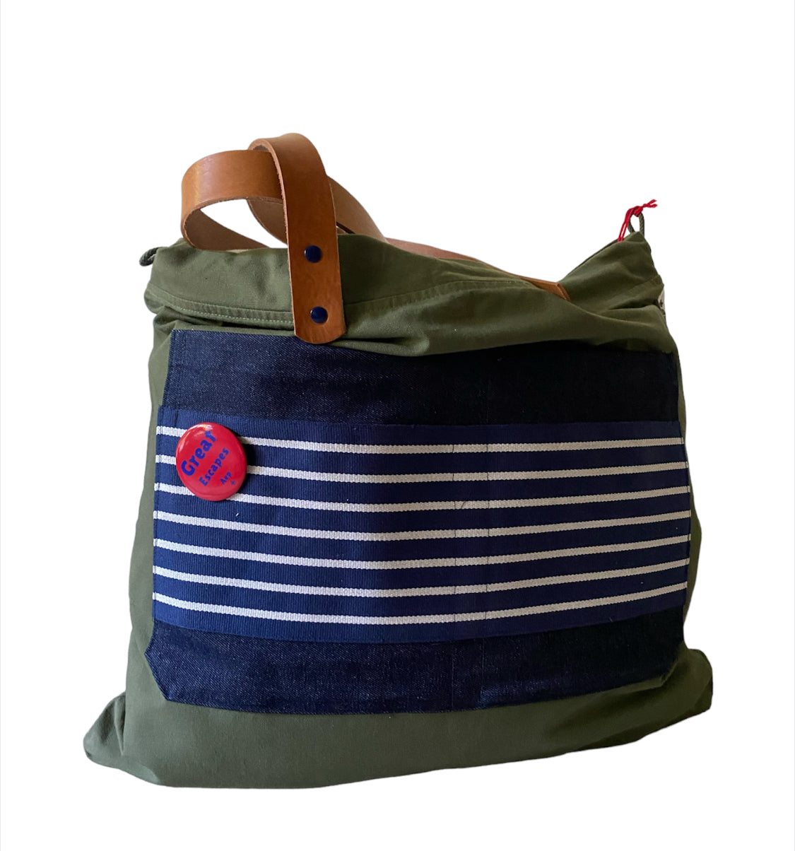 Sac cabas weekender en toile kaki, anses en cuir – vue 2