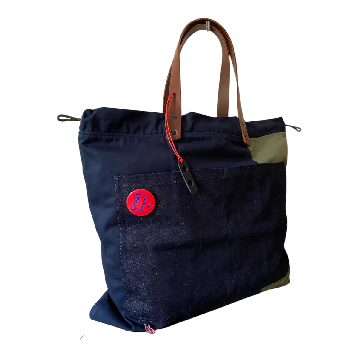 Sac cabas weekender en toile kaki, anses en cuir – vue 2