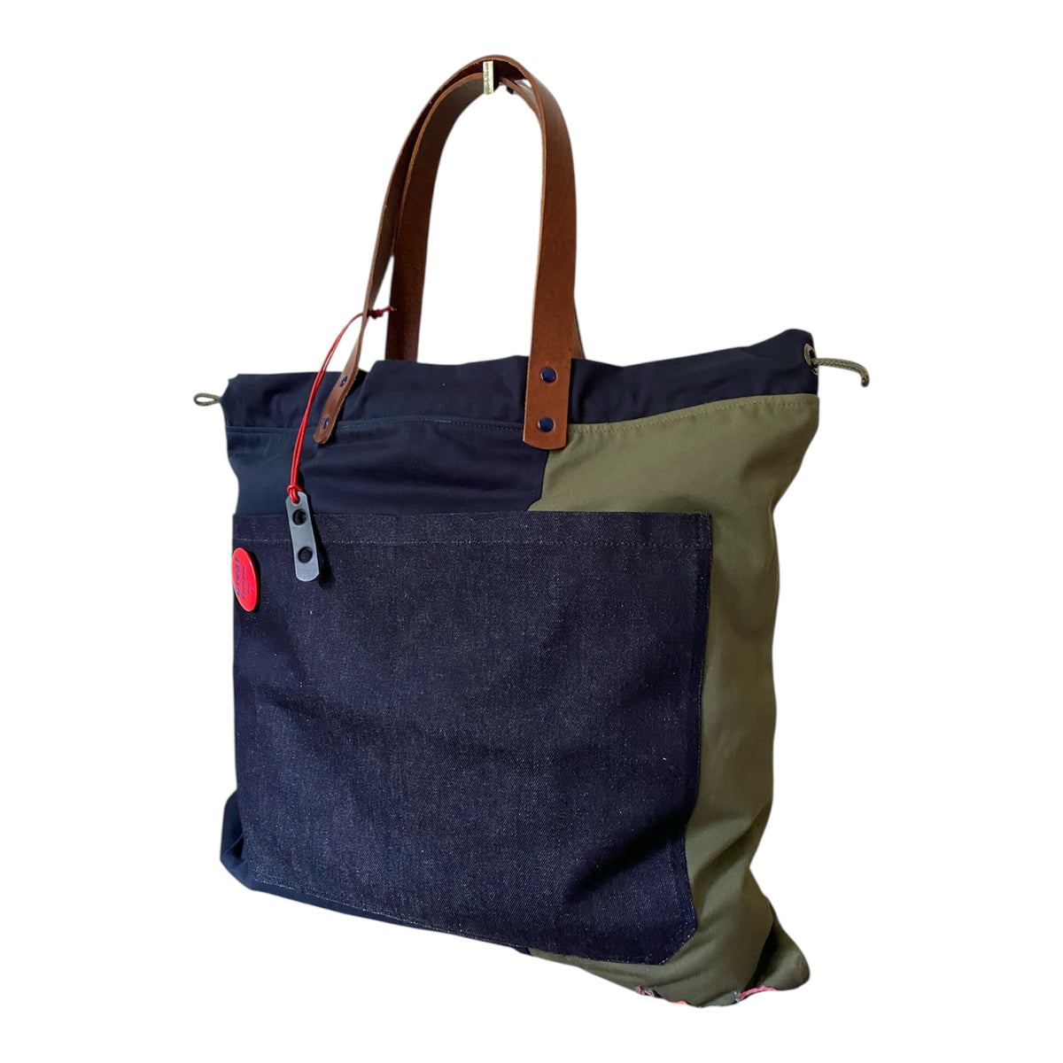 Sac cabas weekender en toile kaki, anses en cuir – vue 3
