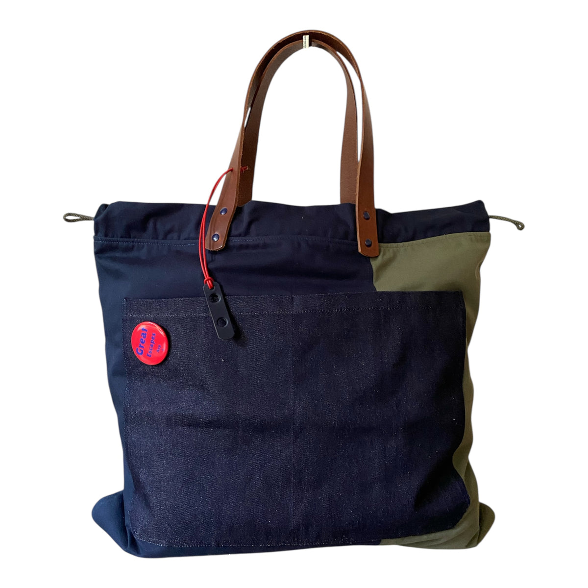 Sac cabas weekender en toile kaki, anses en cuir – fait main à Aix-en-Provence