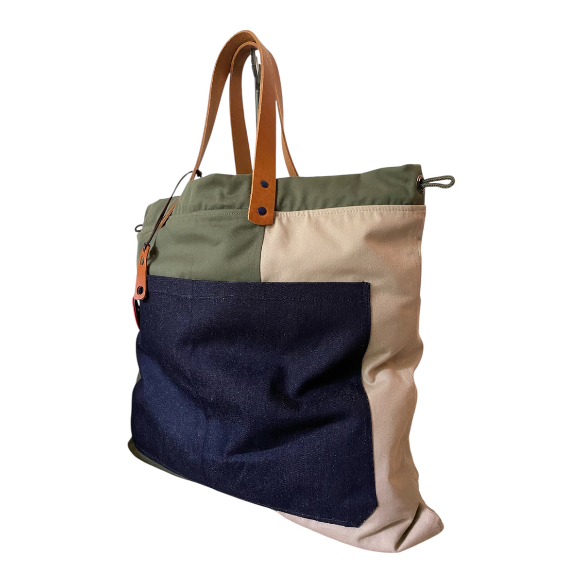 Sac cabas weekender en toile kaki, anses en cuir – vue 2