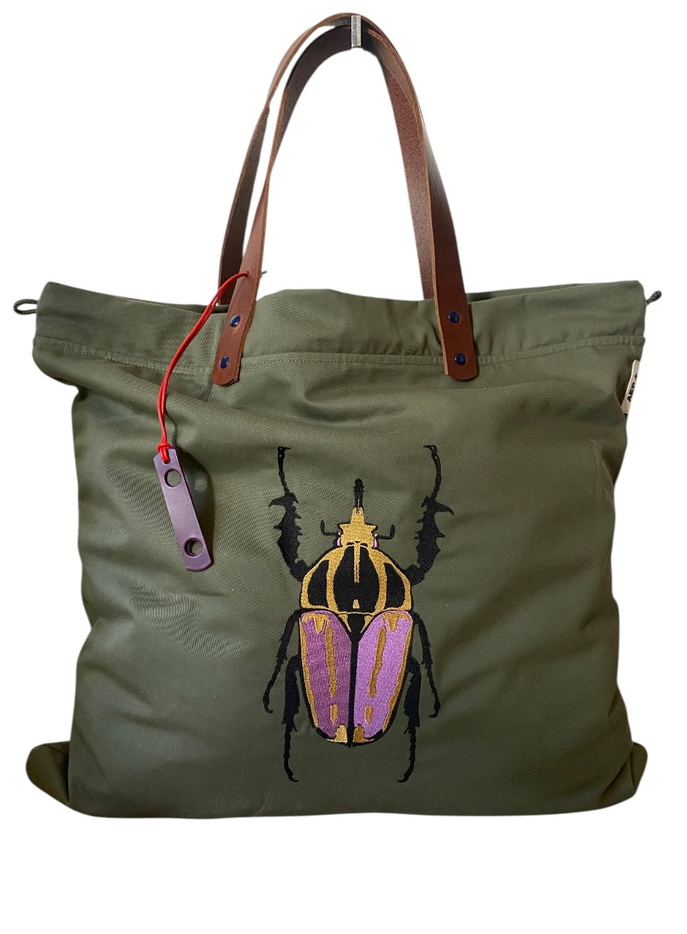 CABAS BRODERIE SCARABEE MAUVE