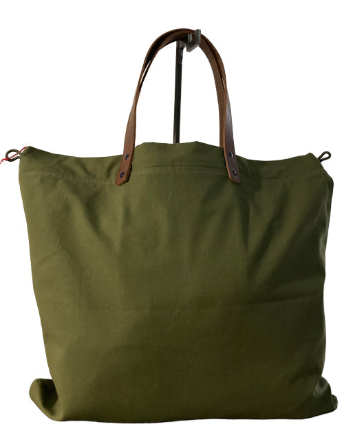 Sac cabas weekender en toile kaki, anses en cuir – vue 4