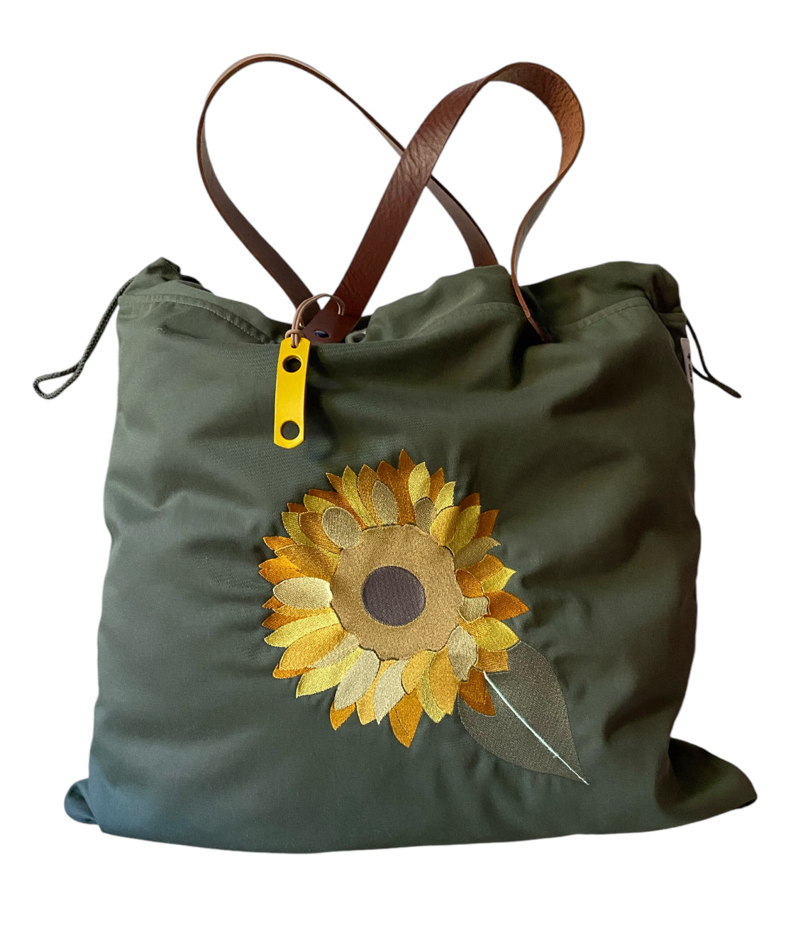 Sac Fourre-tout En Calico épais Brodé Main - Tote Bag Beige Avec Poche Intérieure Zip