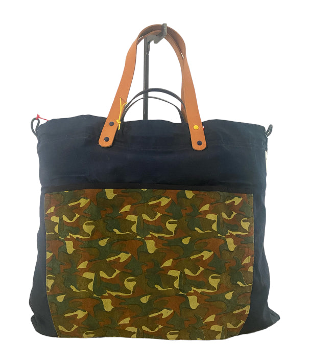 BALLON BAG NAVY AVEC CUIR CAMOUFLAGE