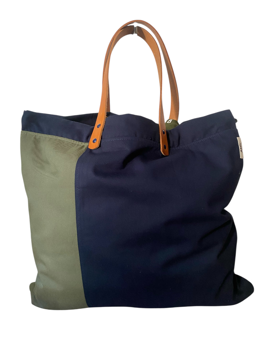Sac cabas weekender en toile kaki, anses en cuir – vue 2