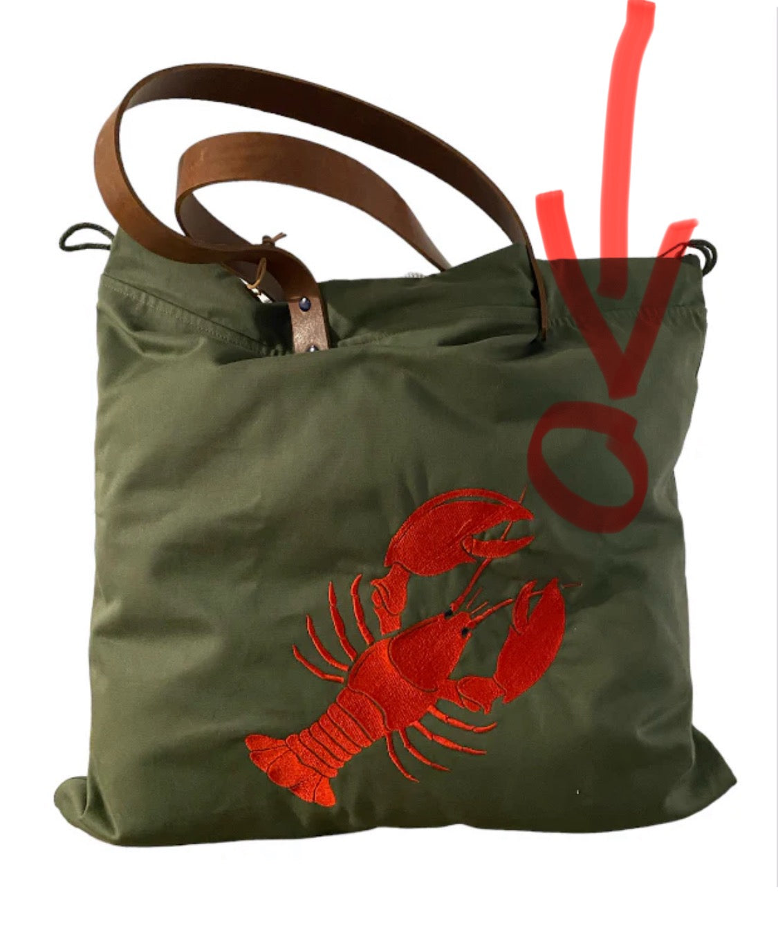 CABAS BRODERIE HOMARD ROUGE