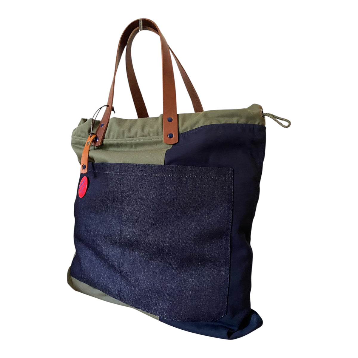 Sac cabas weekender en toile kaki, anses en cuir – vue 2