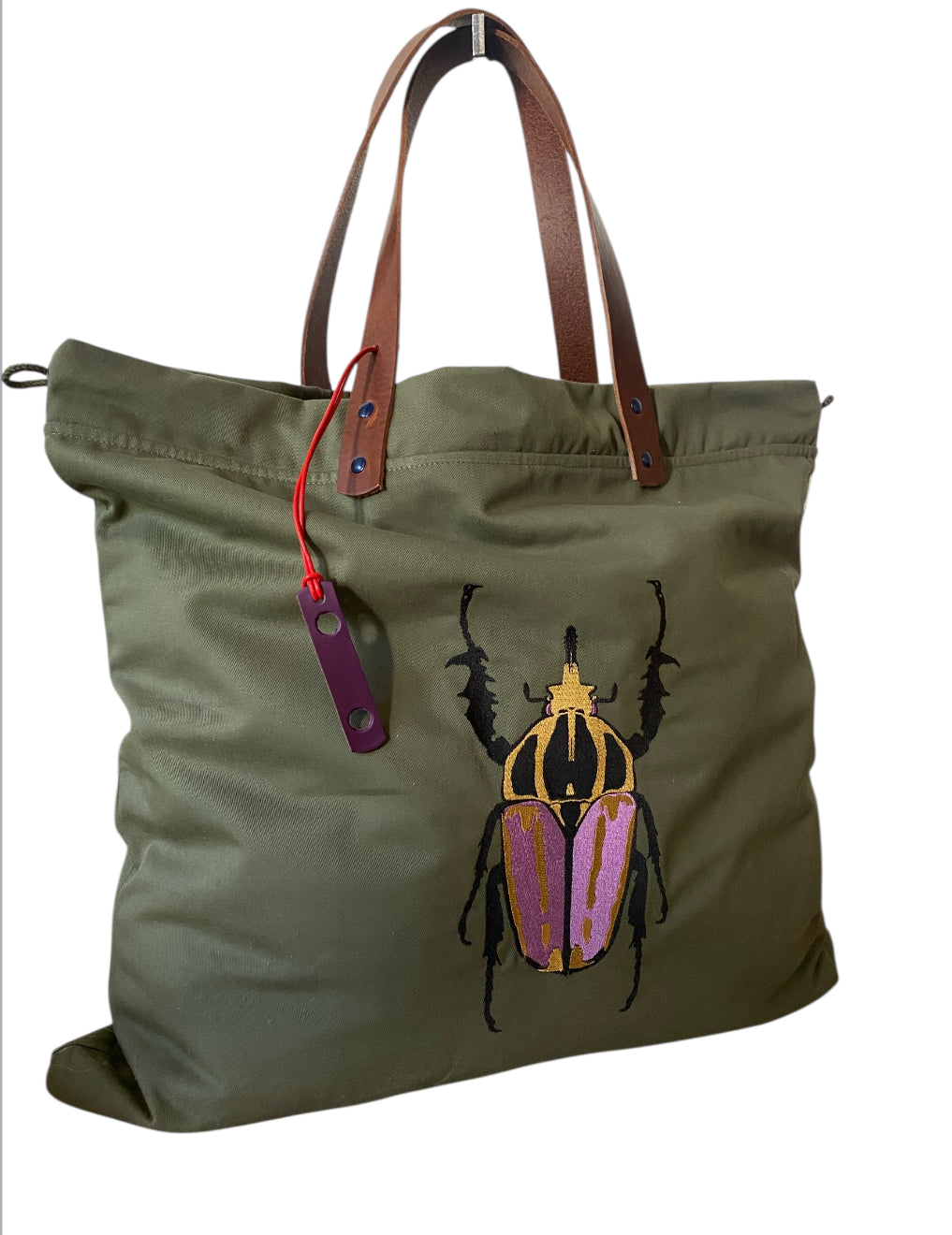 CABAS BRODERIE SCARABEE MAUVE