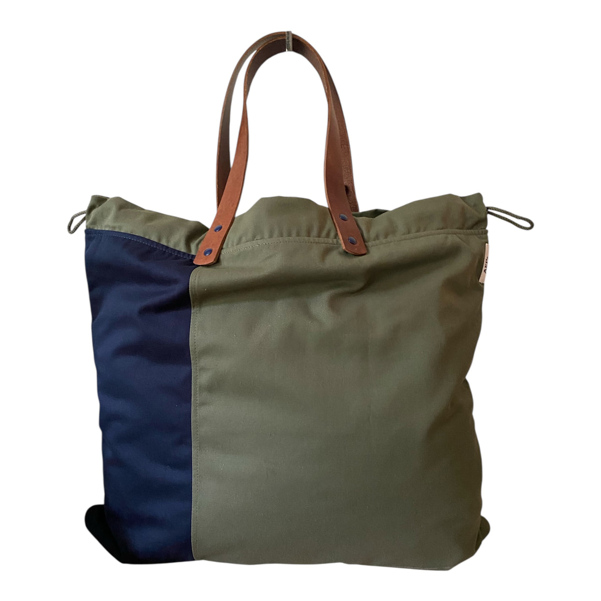 Sac cabas weekender en toile kaki, anses en cuir – vue 4