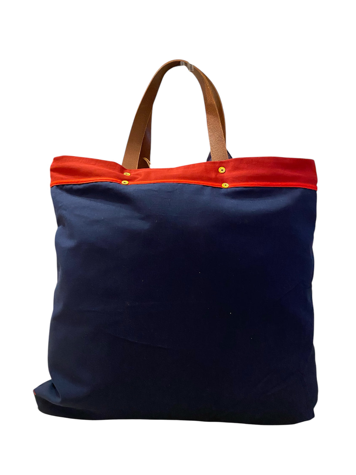 Sac cabas weekender en toile rouge, anses en cuir – vue 5